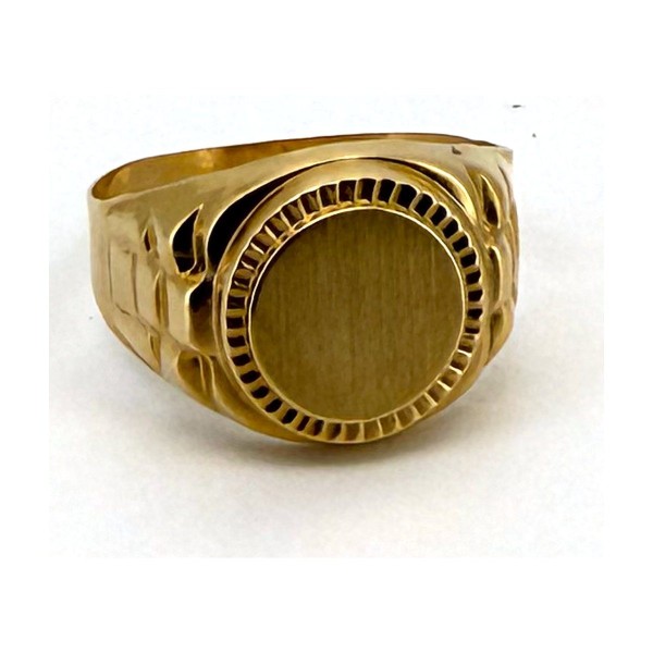 Anillo anillo sello circular reborde de oro 18k talla 23